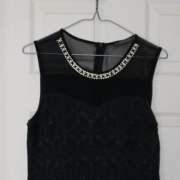 Short Black Suzy Shier Lace/Pearl Dress - Picture 1 of 8